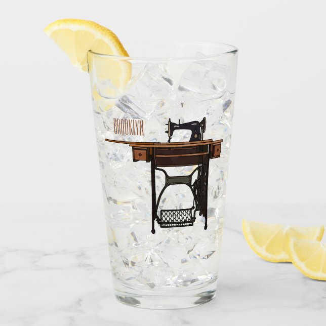 Cartoon-Abbildung der Nähmaschine Glas (Vorderseite Ice)