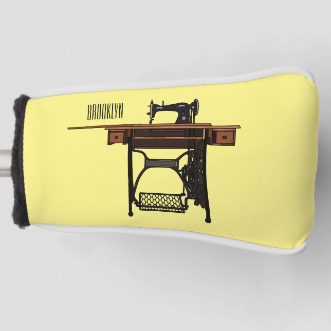 Cartoon-Abbildung der Nähmaschine Golf Headcover (Vorderseite)
