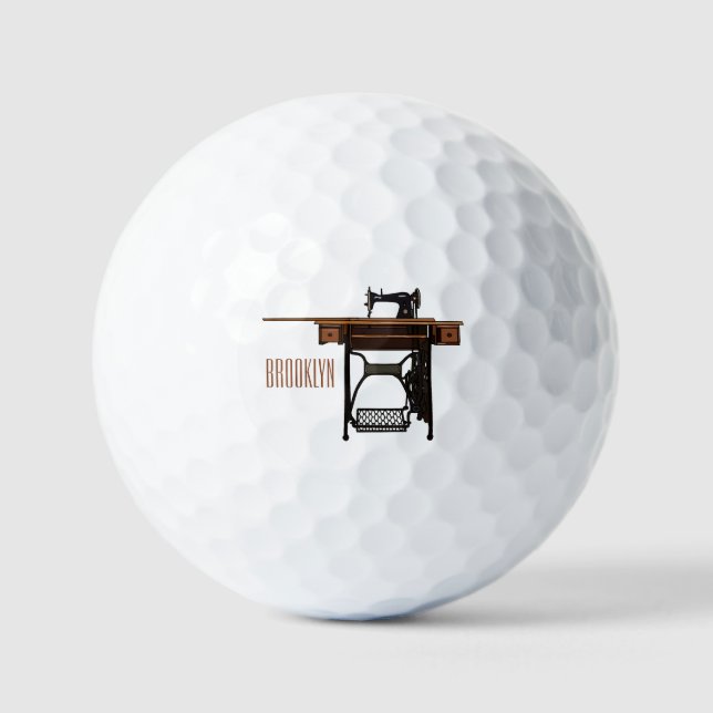 Cartoon-Abbildung der Nähmaschine Golfball (Vorderseite)