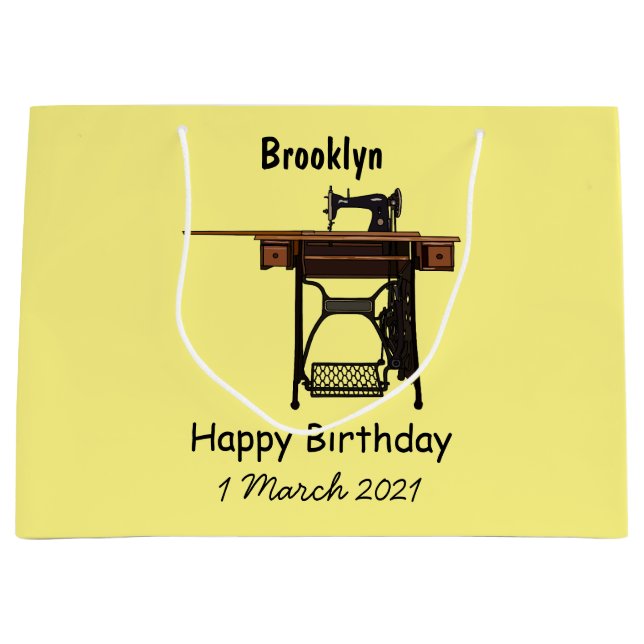 Cartoon-Abbildung der Nähmaschine Große Geschenktüte (Vorderseite)