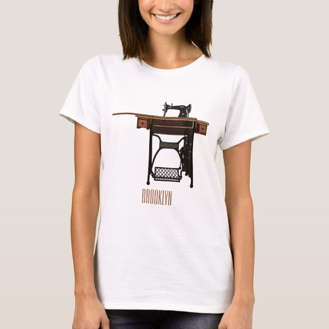 Cartoon-Abbildung der Nähmaschine T-Shirt (Vorderseite)