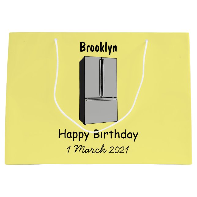 Cartoon-Abbildung des Kühlschranks Große Geschenktüte (Vorderseite)