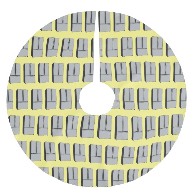 Cartoon-Abbildung des Kühlschranks Polyester Weihnachtsbaumdecke (Vorderseite)
