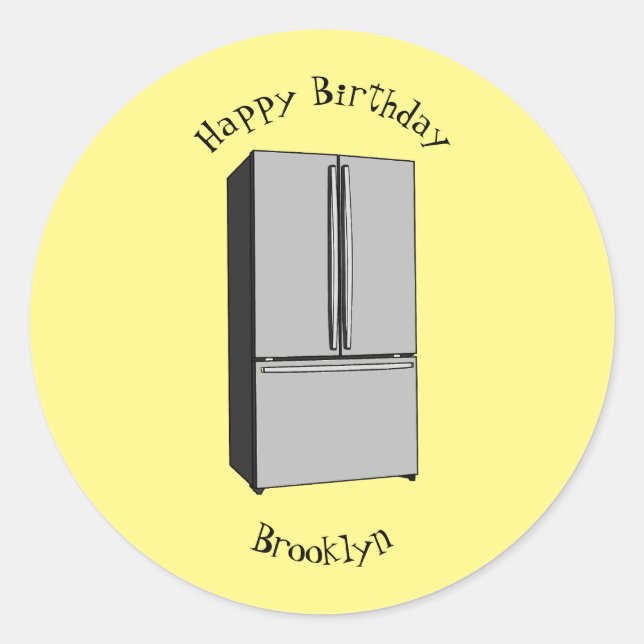 Cartoon-Abbildung des Kühlschranks Runder Aufkleber (Vorderseite)