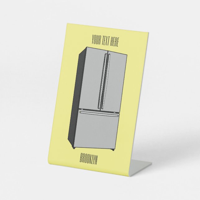 Cartoon-Abbildung des Kühlschranks Sockelschild (Vorderseite)