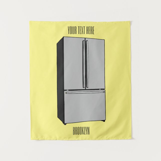 Cartoon-Abbildung des Kühlschranks Wandteppich (Vorderseite)