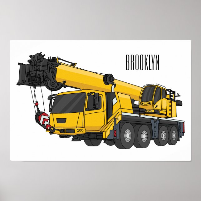 Cartoon-Abbildung für Kranwagen Poster (Vorne)