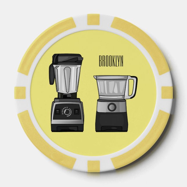 Cartoon-Abbildung für Lebensmittelprozessoren und  Pokerchips (Vorderseite)