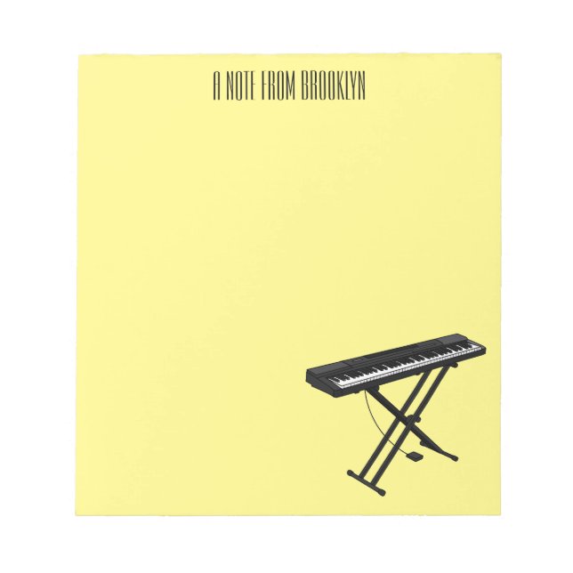 Cartoon-Abbildung mit Tastatur Notizblock (Vorderseite)