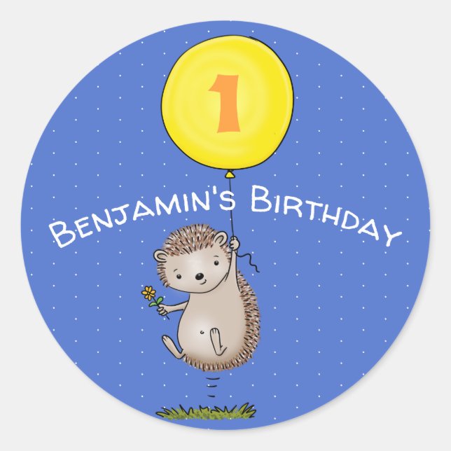 Cartoon-Abbildung niedlicher Igel Runder Aufkleber (Vorderseite)