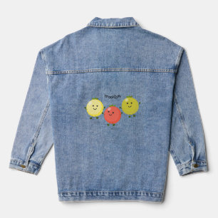 Cartoon-Abbildung niedlicher Kirschtomaten Jeansjacke