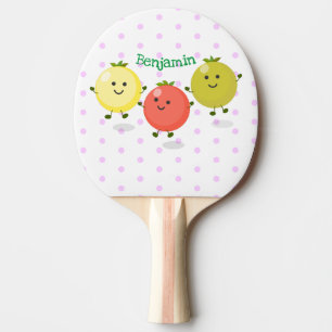 Cartoon-Abbildung niedlicher Kirschtomaten Tischtennis Schläger