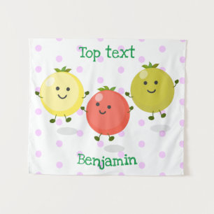 Cartoon-Abbildung niedlicher Kirschtomaten Wandteppich