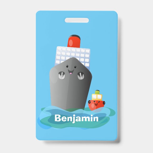 Cartoon-Abbildung niedlicher Seefrachtschlepper Ausweis (Vorderseite)