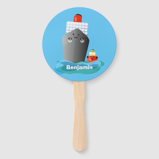 Cartoon-Abbildung niedlicher Seefrachtschlepper Fächer (Vorderseite)