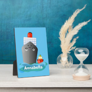 Cartoon-Abbildung niedlicher Seefrachtschlepper Fotoplatte