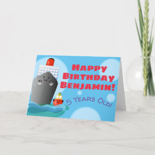 Cartoon-Abbildung niedlicher Seefrachtschlepper Karte