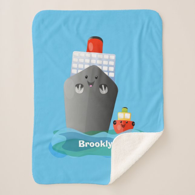 Cartoon-Abbildung niedlicher Seefrachtschlepper Sherpadecke (Vorderseite)