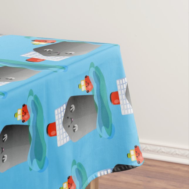 Cartoon-Abbildung niedlicher Seefrachtschlepper Tischdecke (Beispiel)