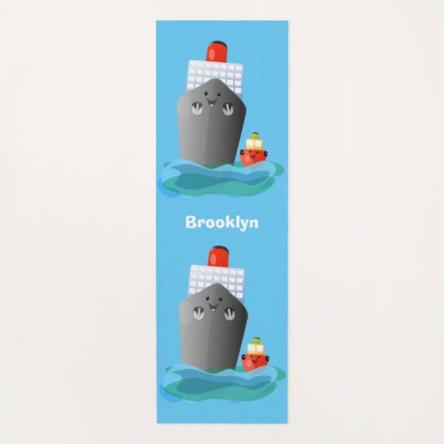 Cartoon-Abbildung niedlicher Seefrachtschlepper Yogamatte (Vorderseite)