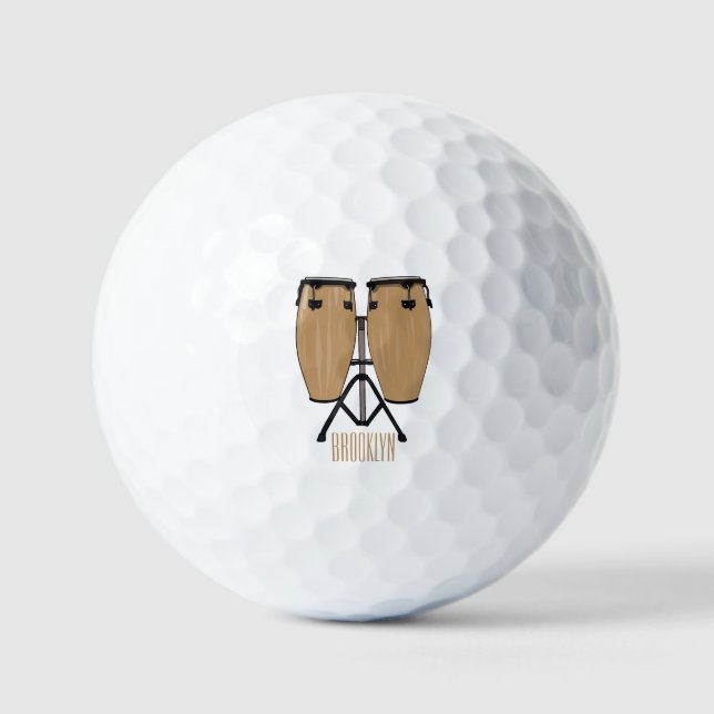 Cartoon-Abbildung von Bongo-Trommel Golfball (Vorderseite)