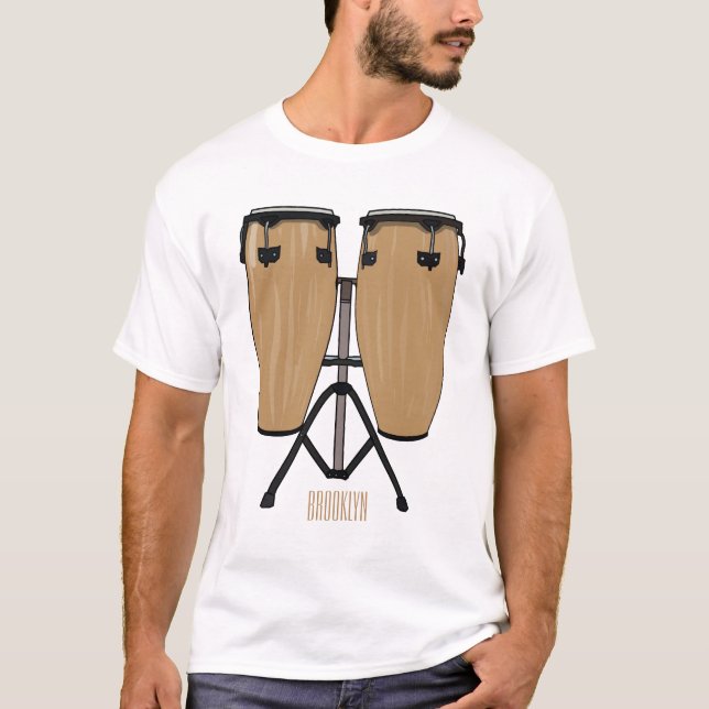 Cartoon-Abbildung von Bongo-Trommel T-Shirt (Vorderseite)