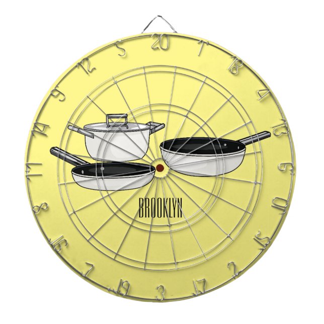 Cartoon-Abbildung von Cookware-Sets Dartscheibe (vorne)