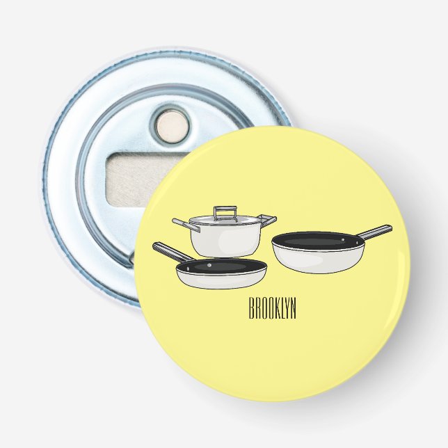 Cartoon-Abbildung von Cookware-Sets Flaschenöffner (Vorderseite)