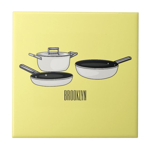 Cartoon-Abbildung von Cookware-Sets Fliese (Vorderseite)