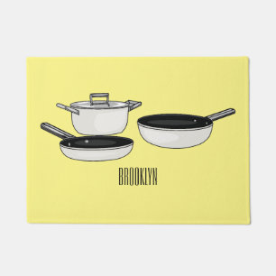 Cartoon-Abbildung von Cookware-Sets Fußmatte