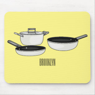 Cartoon-Abbildung von Cookware-Sets Mousepad