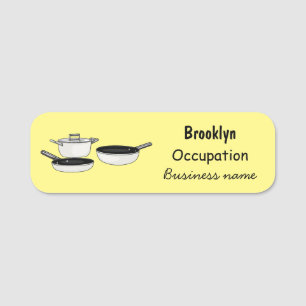 Cartoon-Abbildung von Cookware-Sets Namensschild