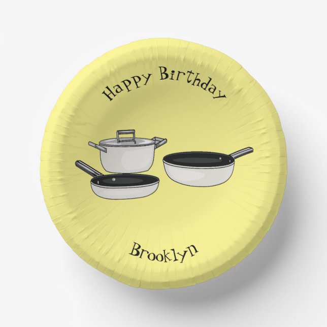 Cartoon-Abbildung von Cookware-Sets Pappteller (Vorderseite)