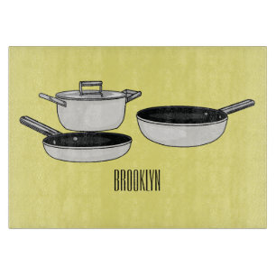 Cartoon-Abbildung von Cookware-Sets Schneidebrett