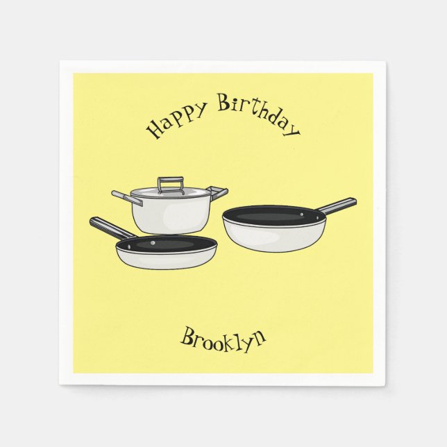 Cartoon-Abbildung von Cookware-Sets Serviette (Vorderseite)