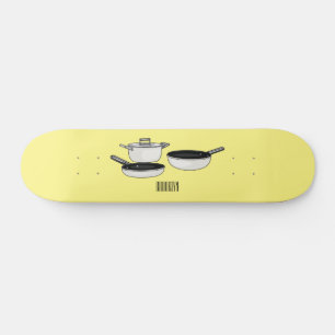 Cartoon-Abbildung von Cookware-Sets Skateboard