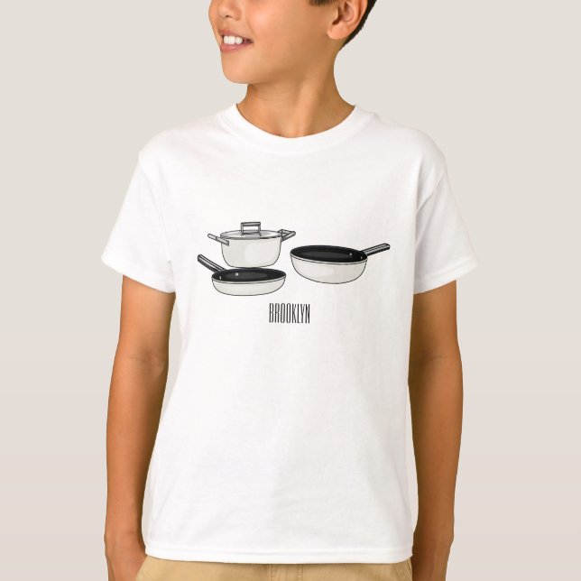 Cartoon-Abbildung von Cookware-Sets T-Shirt (Vorderseite)