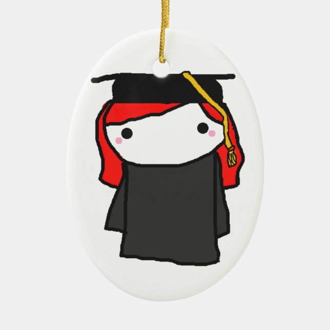 Cartoon-Abschluss-Mädchen Keramik Ornament (Vorne)