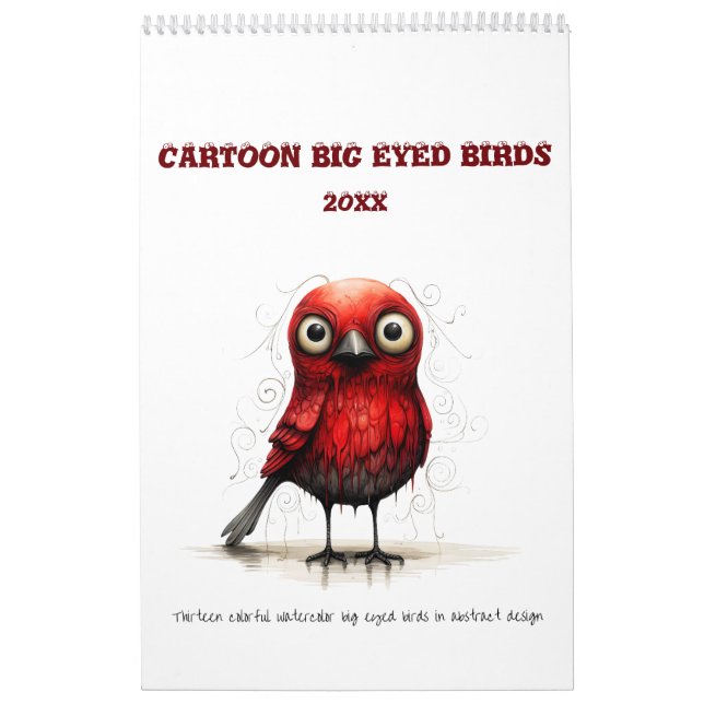 Cartoon Abstrakt Big Mit Augen Birds Kalender (Titelbild)