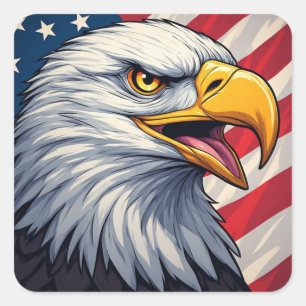 Cartoon-Adler mit patriotischem Design der amerika Quadratischer Aufkleber