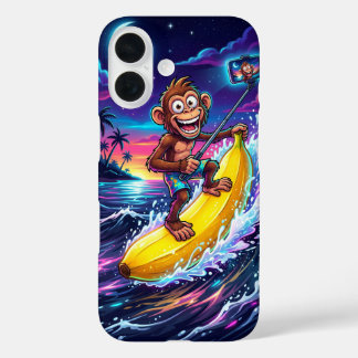 Cartoon-Affe-Banane-Spaß-Etasche iPhone 16 Hülle
