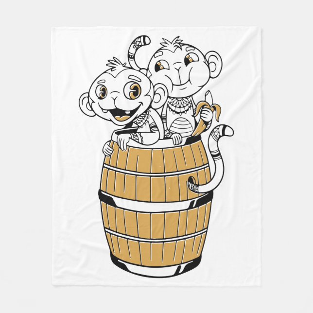 Cartoon-Affe Fleecedecke (Vorderseite)