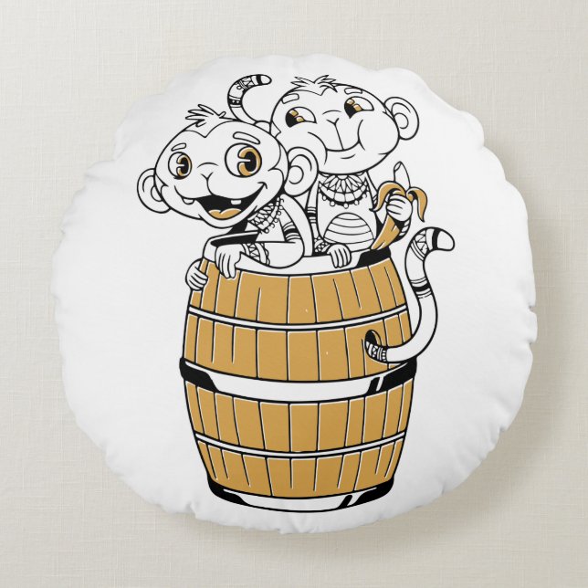 Cartoon-Affe Rundes Kissen (Vorderseite)