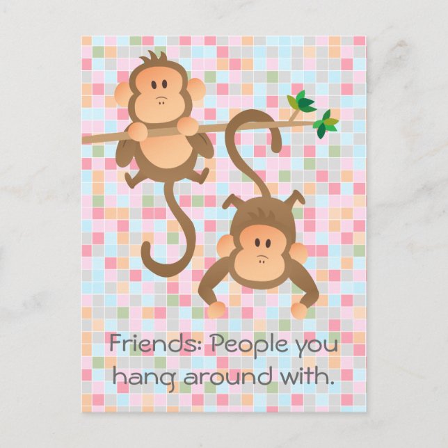 Cartoon-Affen herumhängen Postkarte (Vorderseite)