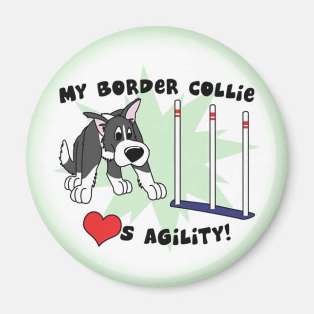 Cartoon Agility Border Collie Magnet (Vorne)