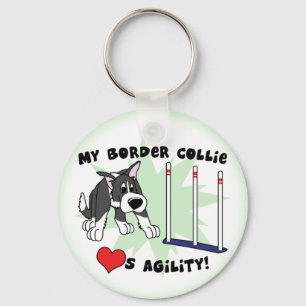 Cartoon Agility Border Collie Schlüsselanhänger