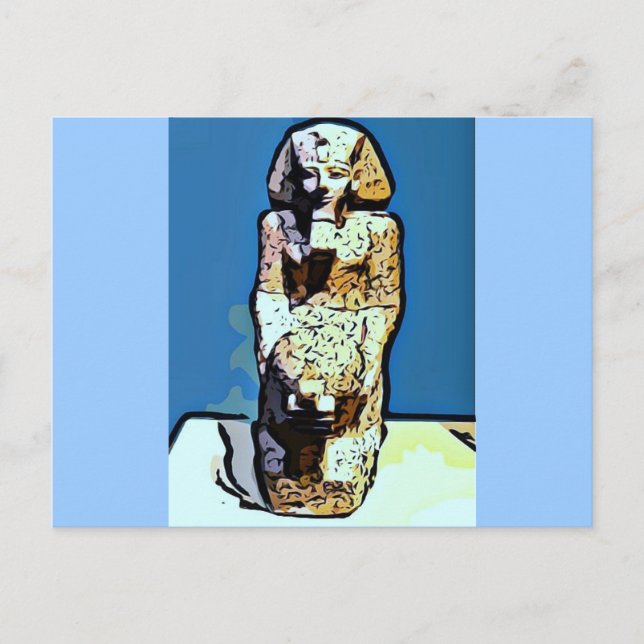 Cartoon Ägyptische Statue Postkarte (Vorderseite)