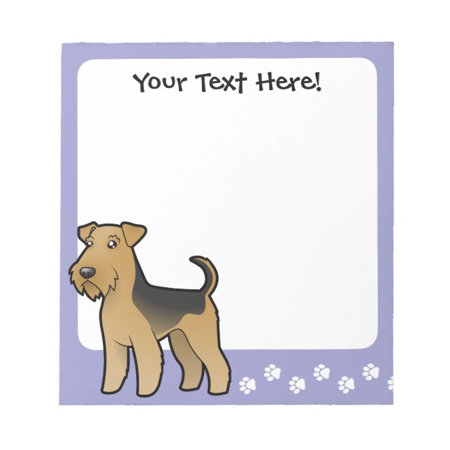 Cartoon Airedale Terrier / Welsh Terrier Notizblock (Vorderseite)
