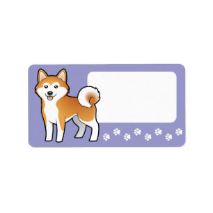 Cartoon Akita Inu/Shiba Inu Adressaufkleber