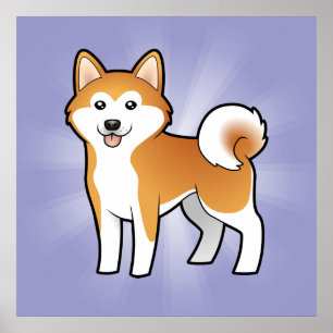 Cartoon Akita Inu / Shiba Inu Poster